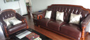 思美琢美式乡村真皮沙发实木牛皮沙发组合欧式古典奢华客厅家具转角沙发 四人位+脚踏 实拍图