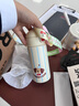 物生物（RELEA）保温杯女士高颜值316L不锈钢儿童吸管杯小学生上学水杯 条纹睡衣小狗-陶瓷内胆 400ml 实拍图