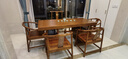 木觉乌金木大板茶桌椅组合原木办公室实木泡茶道套装茶台一体烧水壶桌 浅乌金色1.8米桌+1主椅+4皇冠椅+边几 实拍图