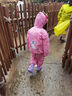 牧萌儿童雨衣分体套装男女童幼儿园防水雨裤宝宝雨披 粉小兔套装 XL 实拍图