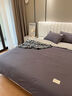 海澜之家（HLA）床上三四件套纯棉水洗棉麻裸睡亲肤床上用牛奶绒床单床笠被套被罩 【100%纯棉】A类裸睡-星辰灰 1.8米 床笠款 四件套 被套200*230cm 实拍图