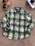 主意范（ZHUYIFAN）vintage绿色扎染格子衬衫男高级感痞帅大码长袖衬衣春秋情侣外套 星朗绿【高品质升级版】 XL 130-145斤 实拍图
