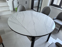 尊木华馨餐桌 可伸缩岩板餐桌家用餐桌椅组合简约小户型实木餐桌吃饭桌子 黑+白框架12mm亮光雪山白-扶手椅 1.5米 一桌六椅【升级四轨道】 实拍图