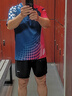 李宁（LI-NING）羽毛球服短袖套装春夏凉爽排球乒乓球赛比赛运动服时尚专业透气 男子/蓝色上衣/黑色短裤 套装 XL 实拍图