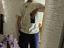 马登工装美式肌肉cleanfit重磅亨利衫纯棉老钱风阿美咔叽短袖T恤男夏 杏白色 【硬汉短袖/开领体恤/全棉打底衫男款】 S （165/88A） 实拍图