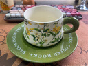 传旗高颜值咖啡杯陶瓷马克杯节日送礼女士水杯办公杯陶瓷杯子+碟 绿色 实拍图
