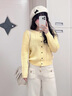 太平鸟女装针织衫miu系绞花春季内搭修身毛衣质感气质 黄色 L 实拍图