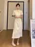 艾珠儿（Aizhuer）夏季女装2026年新款长裙国风少女新中式气质穿搭汉服旗袍连衣裙子 白色裙子 M 实拍图