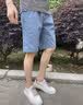 啄木鸟冰丝牛仔短裤男夏季薄款潮流休闲中裤沙滩裤百搭宽松外穿五分裤 浅蓝色 XL 实拍图