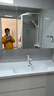 浪鲸浴室柜洗手盆柜组合陶瓷一体盆奶油风卫生间洗脸盆柜组合洗漱台 珍珠白|储物镜柜120cm 实拍图