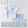 davebella戴维贝拉男童套装儿童夏装运动套装男宝宝帅气小绅士套装DBH13656蓝色条纹120cm 实拍图