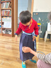汉服男童国学服中国风古装书童服装三字经弟子规儿童演出服小学生 大红+藏青色如意直袖 120 实拍图