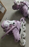 特步轮滑鞋儿童溜冰鞋女童男童滑冰鞋旱冰鞋专业成人新款滑轮女孩 双芭扣浅紫【专业头盔护具套装】 S 双芭扣全闪光26-31码 实拍图