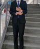 罗蒙西服套装男士商务修身西装男职业正装小西服新郎伴郎结婚礼服外套 藏青两粒扣 西服+西裤 L (175) （适合120-140斤） 实拍图