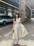 DALEY MODE法式茶歇挂脖白色连衣裙女夏季2025新款收腰显瘦蕾丝无袖背心长裙 米白色 S 40/45kg 实拍图