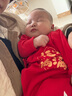贝瑞加（Babyprints）宝宝拜年服纯棉红色连体衣婴儿百天衣服长袖四季爬服护肚 福气66 实拍图