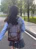铂呐苓双肩包女日系JK制服学院风复古背包大学生上课书包通勤包电脑包 复古剑桥包【咖色】 实拍图
