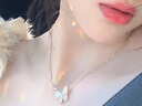 范哲尼18K金项链女蝴蝶钻石白母贝玫瑰金锁骨链吊坠饰品 18K金蝴蝶钻石套链告白礼盒定金 实拍图