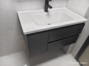 智能镜柜带毛巾架浴室柜小户型卫生间洗脸盆柜组合一体陶瓷洗手池 灰色玻璃门智能镜柜款80cm 实拍图