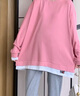 婧麒（JOYNCLEON）孕妇装春季长袖假两件上衣卫衣托腹裤两件套装 粉色XL Jtz17193 实拍图