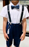 罗蒙儿童背带礼服套装男童礼服毕业演出服中大童 藏青套装 160 实拍图