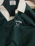 马登工装撞色polo领短袖美式复古刺绣打底衫学院风翻领重磅t恤男夏 深绿色 版型宽松 2XL 实拍图