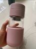 富光玻璃杯茶水分离女士防摔办公水杯泡茶喝水杯隔热高颜值带茶隔杯子 (素饮)樱花粉360ml 实拍图