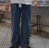 回力牛仔裤男士春秋季美式复古直筒裤子男宽松阔腿休闲长裤深蓝4XL 实拍图