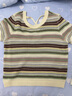 百图betu女装2025夏季新款毛针织衫时尚条纹间色镂空短袖上衣2503T07 绿条纹 M 实拍图