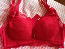 欧迪芬（Ordifen）秋冬年内衣女无钢圈文胸舒适蕾丝小胸显大聚拢抗菌胸罩上托收副乳 中国红 80B 实拍图