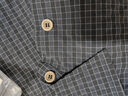 马登工装美式复古泡泡纱格子衬衫肌理感做旧拼接翻领长袖衬衣外套男秋 藏青格 M 实拍图
