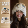目丸兔毛醒狮帽子女秋冬可爱保暖毛绒渔夫帽百搭显脸小水桶毛茸茸盆帽 米色醒狮帽 实拍图