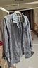 棉质衬衫女文艺通勤风竖条纹纽扣双层棉纱长袖宽松显瘦减龄开衫 灰蓝色 L 实拍图