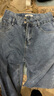 真维斯（JEANSWEST）牛仔裤女夏季高腰显瘦显高设计感直筒拖地阔腿长裤子女深蓝色L 实拍图