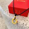 中国黄金（CHINA GOLD）黄金平安扣吊坠男女款足金紧箍咒编织绳项链结婚送女朋友生日礼物 今/次日达*平安扣吊坠【黑绳】约1.5g 实拍图