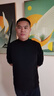GENIOLAMODE长袖t恤男冬季加绒加厚双面磨毛内穿时尚半高领打底衫 黑色 2XL 实拍图