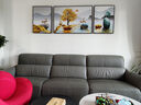 JOHONN客厅装饰画2025新款现代简约沙发背景墙挂画高档晶瓷三联墙壁壁画 福鹿双至 左右50*70中间100*70cm 镶钻画 实拍图