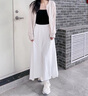 粉媚梦裤子夏季女薄款2025新款冰丝女士裙裤休闲裤宽松阔腿裤九分裤女装 白色松紧腰褶皱半身裙裤 M 【建议120斤以内】 实拍图