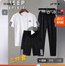 JEEP SPIRIT吉普套装男夏季短袖t恤三件套半袖户外运动百搭 白色三件套 M 实拍图
