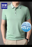 罗蒙（ROMON）送父亲冰丝凉感速干短袖t恤男士夏季薄款休闲翻领POLO上衣爸爸装 406青绿 3XL 185 建议175-195斤 实拍图
