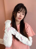 冰丝防晒袖套男女防紫外线宽松手套夏季骑行开车手臂冰袖儿童电竞 粉色 实拍图