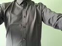 罗蒙长袖衬衫男士纯色商务休闲职业正装工装外套白衬衣男装 黑色 41  实拍图