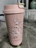 天喜（TIANXI）保温咖啡杯女铃兰花茶杯吸管茶水分离杯翻盖水杯礼物便携车载杯子 一杯三饮-凝胭粉-陶瓷内胆 500ml 实拍图