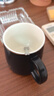瓷魂陶瓷马克杯带勺盖咖啡杯牛奶杯早餐杯办公杯男女茶杯黑色400ml 实拍图