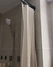 施香曼浴帘套装磁吸免打孔直杆折叠防水防霉布浴室隔断淋浴折叠干湿分离 米色帘+黑杆+双侧磁吸+挡水 适合150-180墙宽 帘宽1.8米高2米 实拍图
