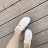 ZHR休闲鞋女平底夏网面透气学生ins潮轻薄百搭女鞋时尚果冻底一脚蹬真牛皮小白鞋女 A81 米色 37  实拍图
