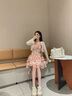 艾珠儿（Aizhuer）花契野玫瑰氛围感出片红碎花吊带不规则小个子连衣裙子女夏季新款 开衫+无花果红碎花裙 M 实拍图