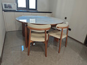 锦巢实木餐桌家用伸缩方圆两用大象腿岩板餐桌椅折叠饭桌CHT-6006HT 加厚岩板桌面-羊角椅 1.35m  一桌六椅 实拍图