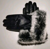 南极人皮手套女冬季防寒保暖骑行开车兔毛触屏女士手套 N2E1X86682黑色 实拍图
