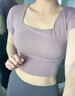 ACKDCS新款夏季带胸垫瑜伽服短袖女普拉提训练健身上衣专业跑步运动T恤 实拍图